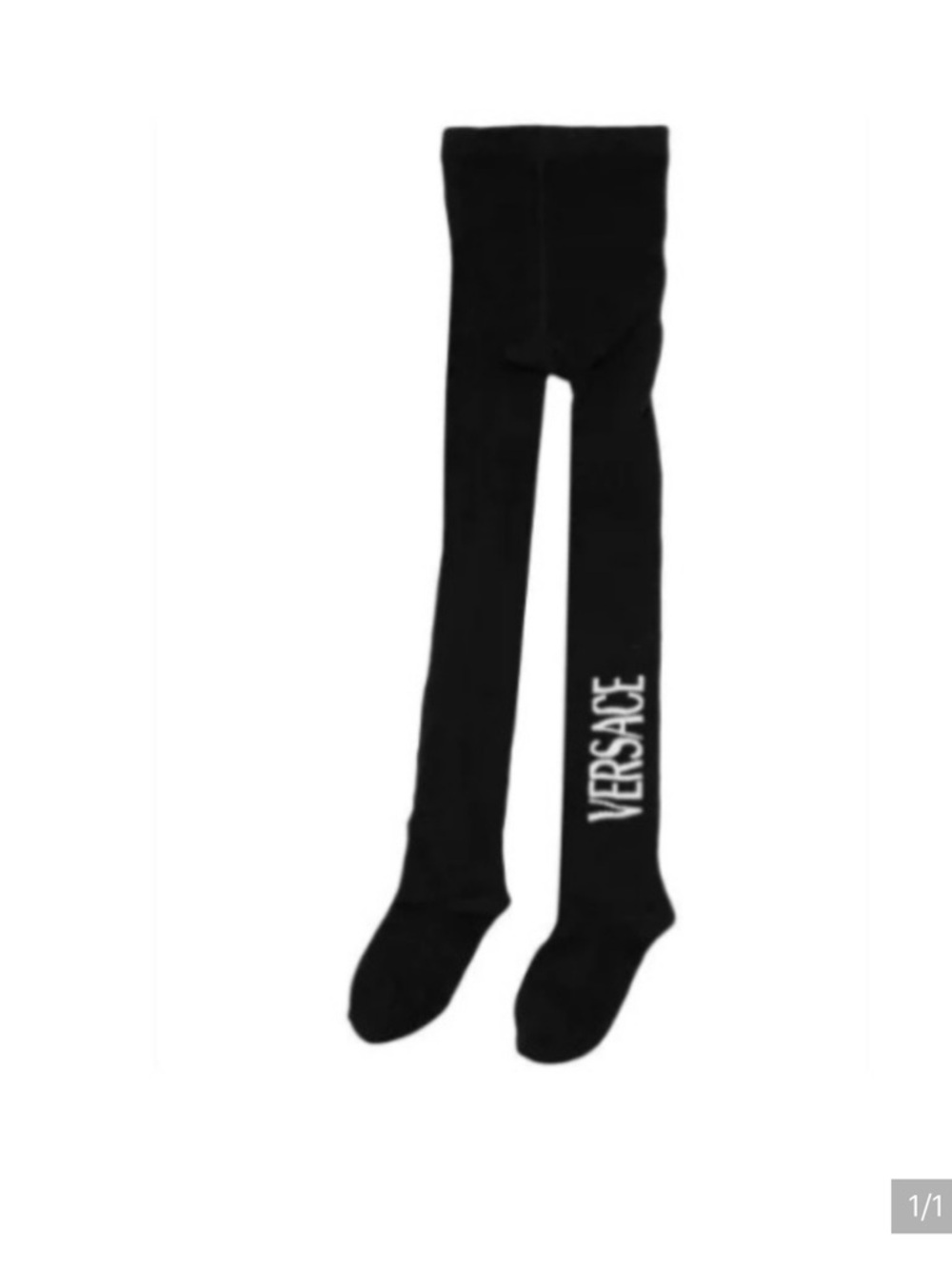 Versace Black Tights with White Logo Panel size 8-10